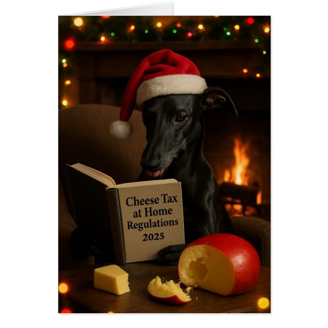 Black Whippet 'Cheese Tax' Christmas card (Frente)