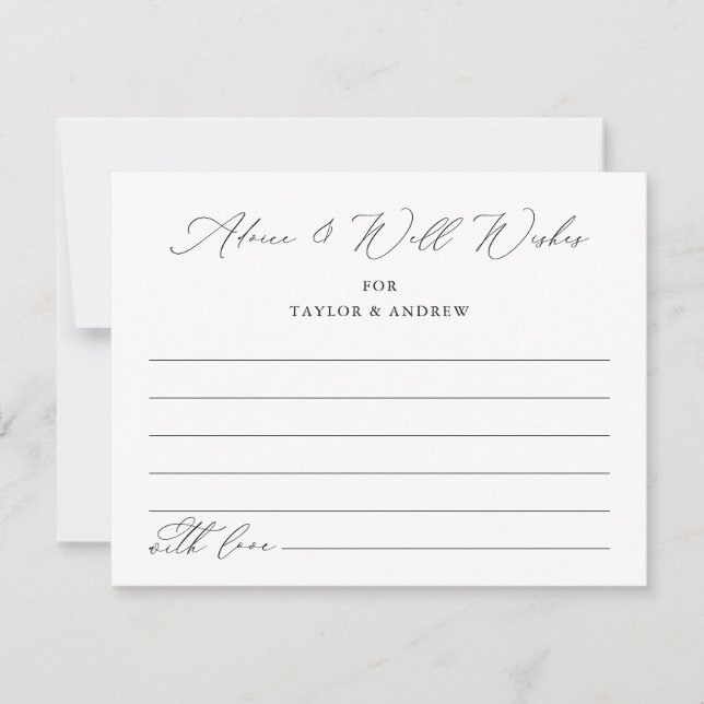Black & White Advice & Well Wishes Wedding Cards (Anverso)