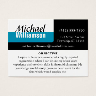 Black White and Blue Corner RESUME Cards
