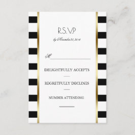Black White and Gold Stripes Wedpes Rsvp