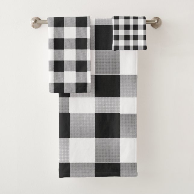 Black White Buffalo Gingham Check Plate Holiday (In situ)
