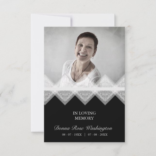 Black & White Celebration Life Funeral Lace Effect (Anverso)