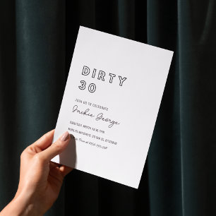 Black White Dirty Treinta y Treinta Invitación de 