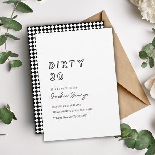 Black White Dirty Treinta y Treinta Invitación de 