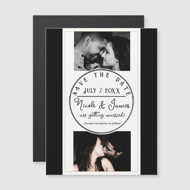 Black White Gold Modern Minimal Save the Date (Anverso/Reverso)