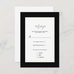 Black White Gold Modern Wedn Minimal Wedding RSVP