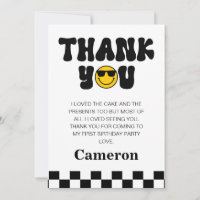 Black White Happy Dude Primer cumpleaños Tarjeta d