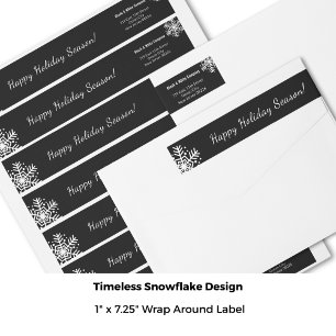 Black White Happy Holiday Season Snowflake Direcci