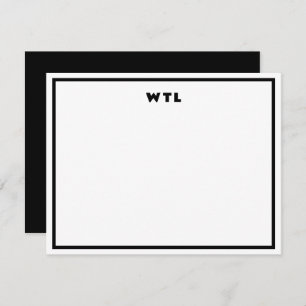 Black White Initials Monograma Tarjeta de nota mod