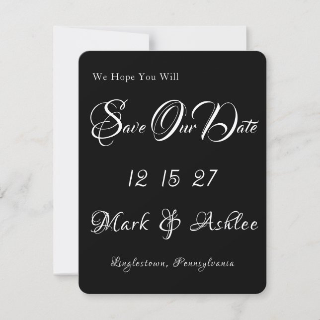 Black White Ink Save the Date Photo Card (Anverso)