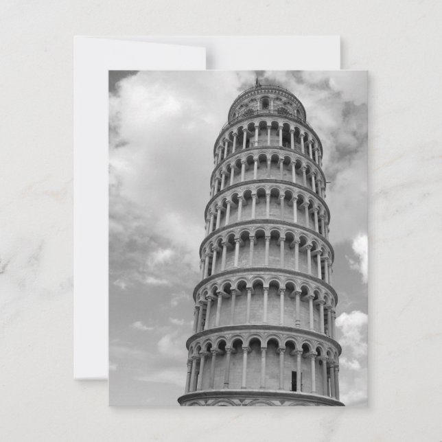 Black White Leaning Tower of Pisa Italy (Anverso)