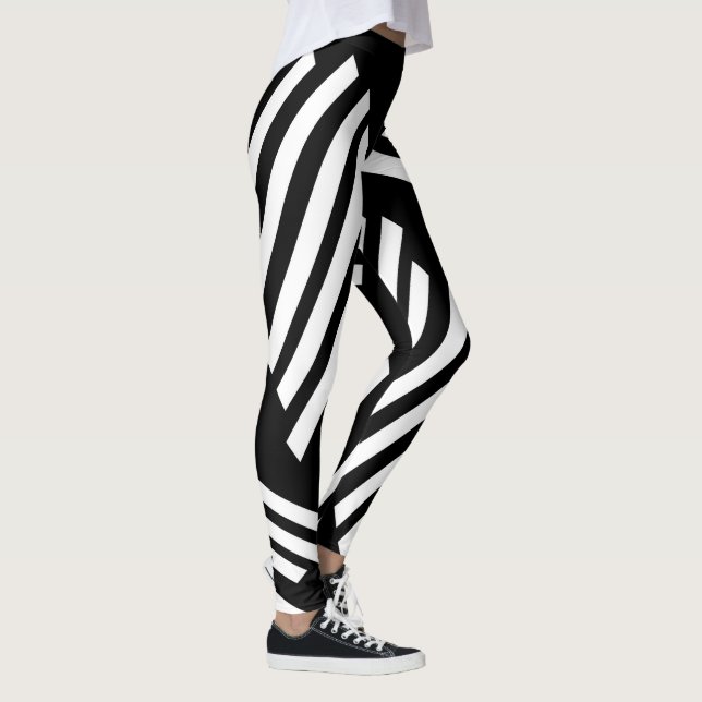 Black White lining leggings for womens (Derecha)
