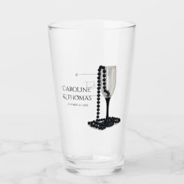 Black & White Pearl Champagne Glass Wedding