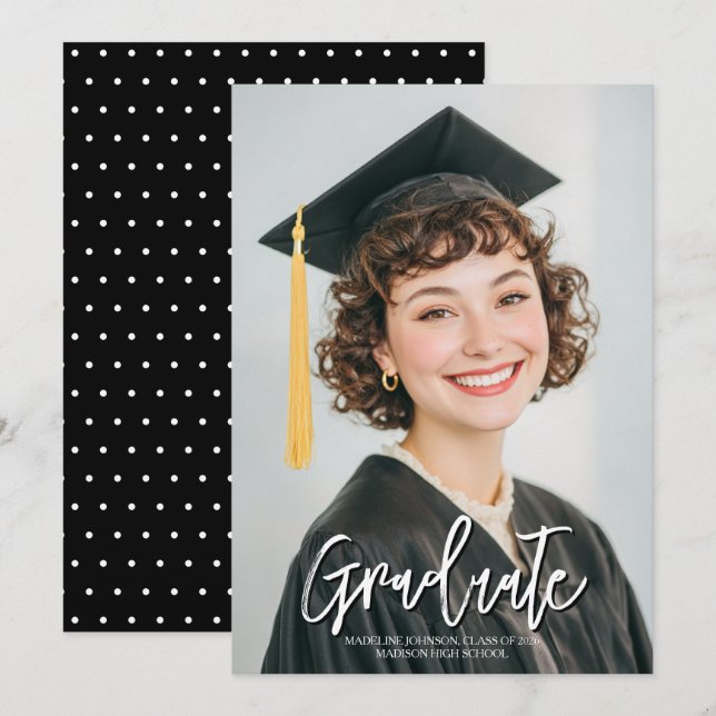 Black & White Photo 2026 Graduation Announcement (Anverso / Reverso)