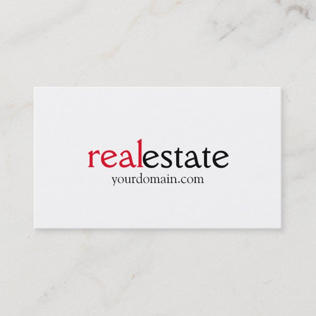 Black White Red Real Estate Agent - Tarjeta de neg (Anverso)