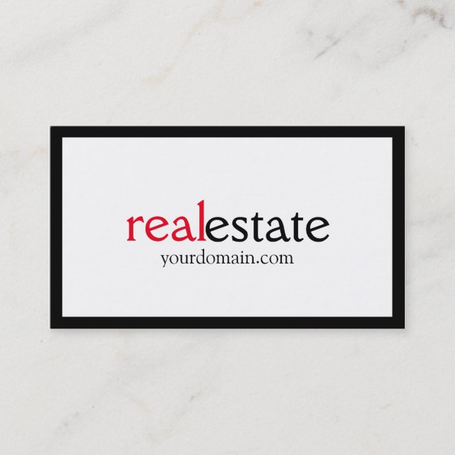 Black White Red Real Estate Agent - Tarjeta de neg (Anverso)