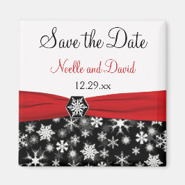 Black, White, Red Snowflakes Salvan el imán de la