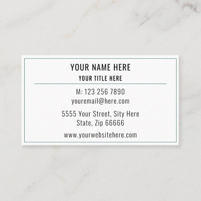 Black White Simple Personalizada Tu Tarjeta De Neg (Anverso)