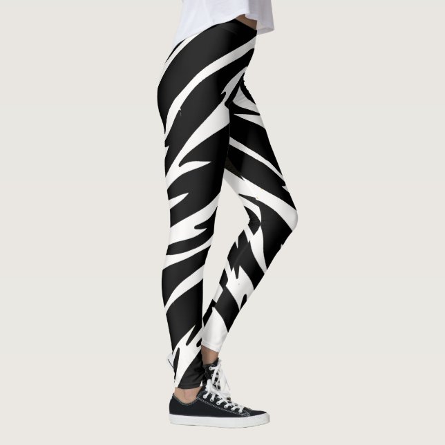Black White Tiger Leggings - Animal Print Yoga Pan (Derecha)