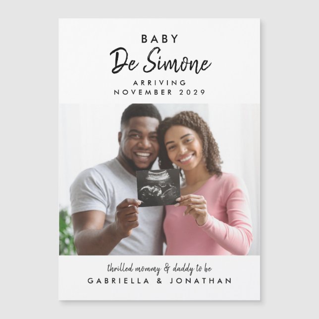  Black White Typography Sonogram Photo Pregnancy (Anverso)