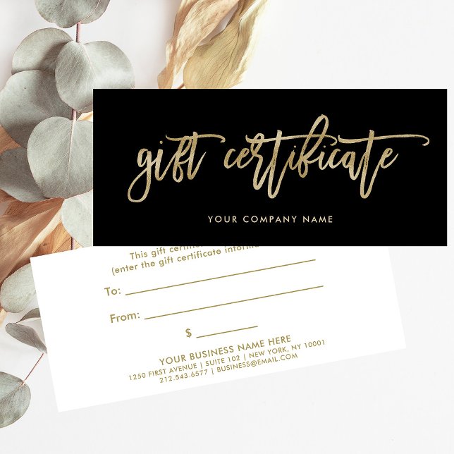 Black with Faux Gold Script | Gift Certificate (Subido por el creador)