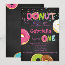 Blackboard DONUT Crecer primera tarjeta de fiesta 