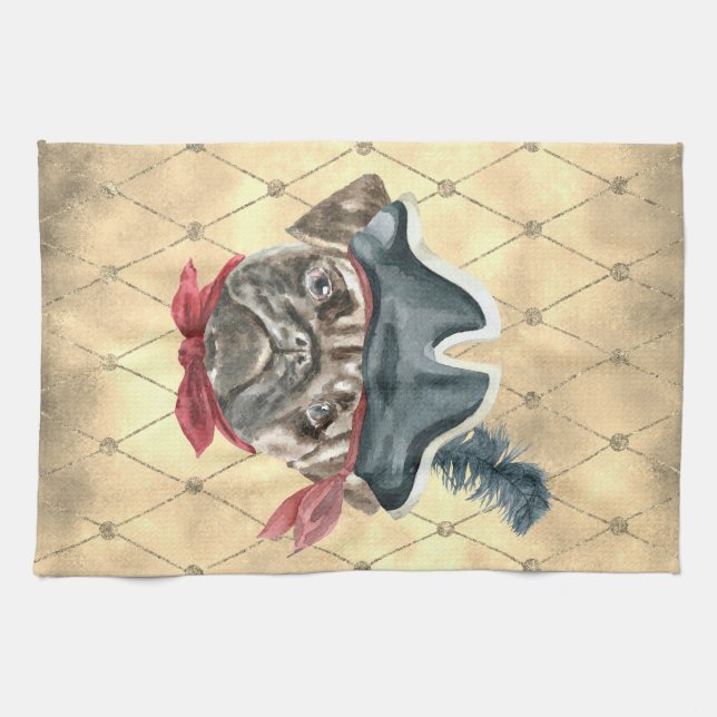Blackface la toalla de cocina de The Pug Pirate (Horizontal)