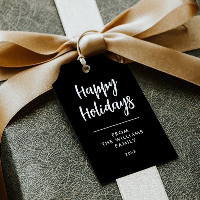 BLACKHAPPY HOLIDAYS NOMBRE NAVIDADES DIY ETIQUETA  (MINIMAL TYPOGRAPHY HAND WRITTEN STYLE DO IT YOURSELF CHEAP GIFT LABELLING ELENGANT)