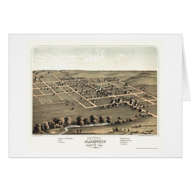 Blairstown, mapa panorámico de IA - 1868 (Anverso (Horizontal))
