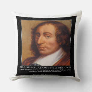 Blaise Pascal & Cita de Mal Religioso Almohada Dec