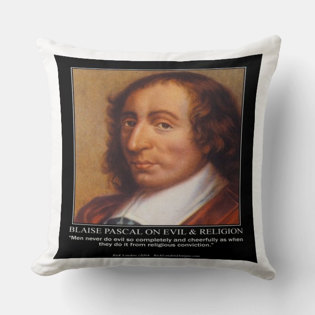 Blaise Pascal & Cita de Mal Religioso Almohada Dec (Anverso)