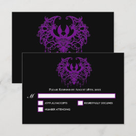 Blak purple Gothic Halloween Wedding RSVP Card