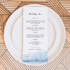 BLAKELY Dusty Blue Watercolor Beach Wedding Menu
