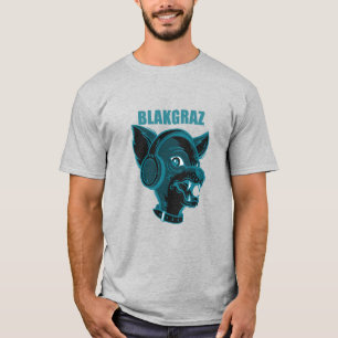 Blakgraz Lucy el perro con audífonos camiseta