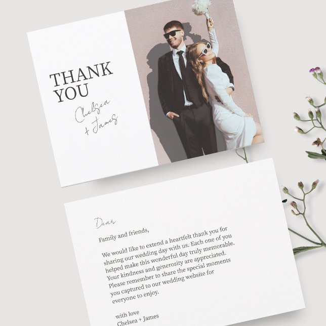 Blanca | Tarjeta de agradecimiento a Boda plano mo (Subido por el creador)