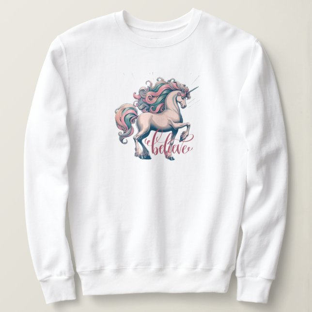 Blancas de sudadera de unicornio encantadas de vin (Anverso del diseño)