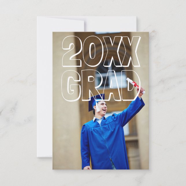 Blancas letras de bloque - Invitación de graduació (Anverso)