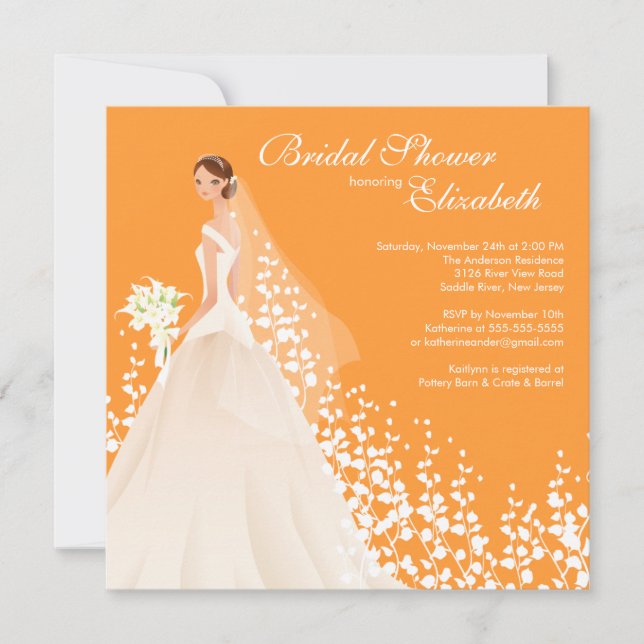 Blanco anaranjado de la novia de la invitación (Anverso)