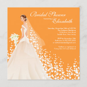 Blanco anaranjado de la novia de la invitación