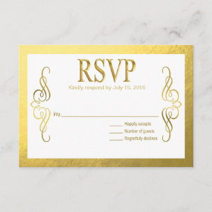 Blanco atractivo del oro de RSVP el   del Relieve