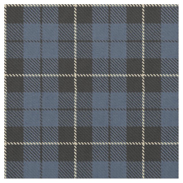 Blanco azul/gris/raya negra de la tela escocesa (De cerca)