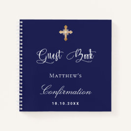 Blanco azul marino de confirmación del libro de in