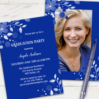 Blanco azul marino Tu invitación a graduación de f