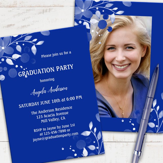 Blanco azul marino Tu invitación a graduación de f (Subido por el creador)