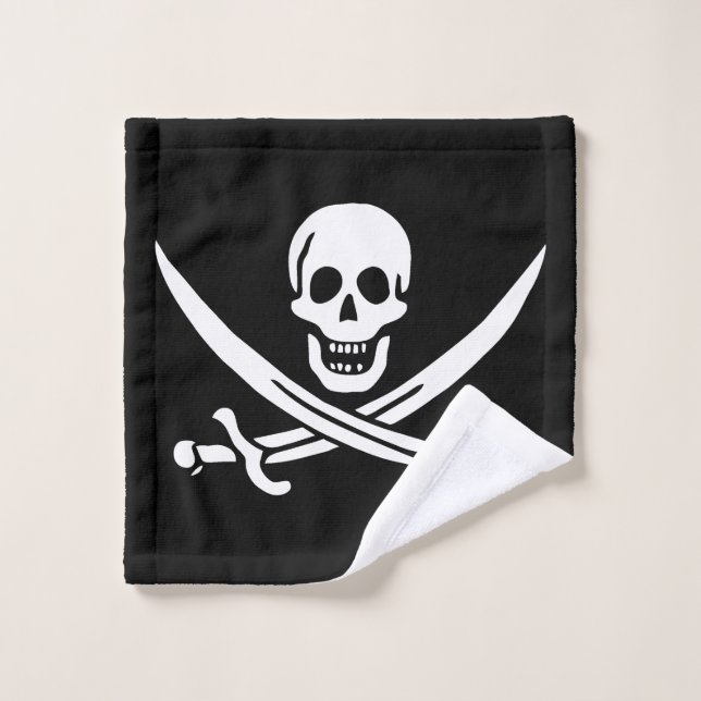 Blanco, Bandera Pirata Calico Jack, Calavera y Cri (Toallita)