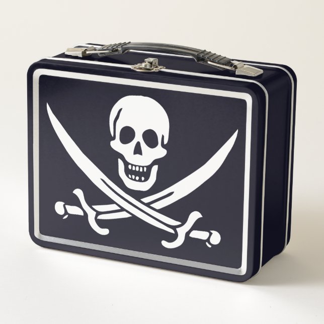 Blanco, Bandera Pirata Calico Jack, Calavera y Cri (Anverso)
