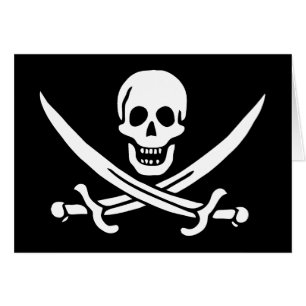 Blanco, Bandera Pirata Calico Jack, Calavera y Cri