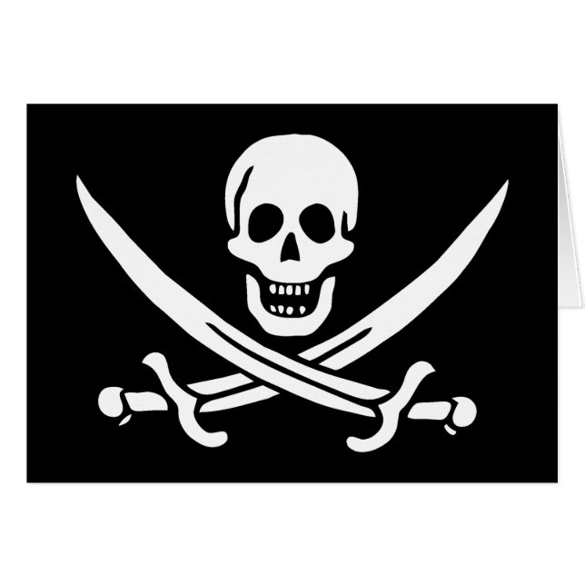 Blanco, Bandera Pirata Calico Jack, Calavera y Cri (Anverso (Horizontal))