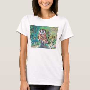 Blanco básico de las camisetas sin mangas del búho