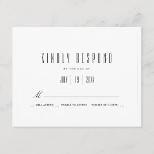 Blanco claro Invitación de boda RSVP